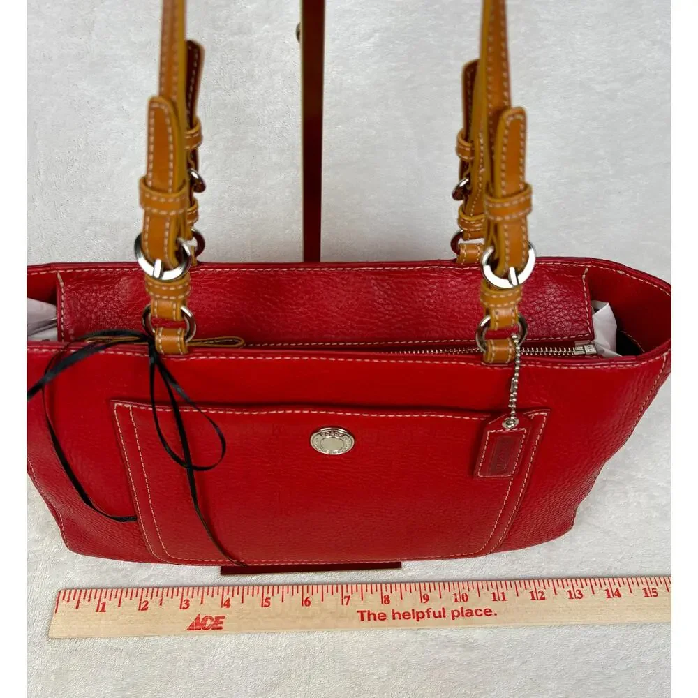 Coach Y2K Chelsea Red Pebbled Leather Shoulder Tote